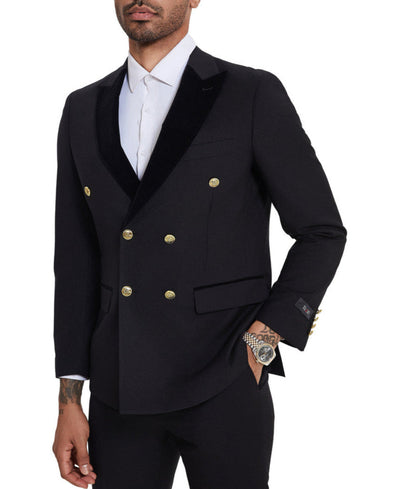 Black 2 Piece Slim Fit Double Breasted Tuxedo 2 SO4M415SK-02-38R  - from alligatorwarehouse.com