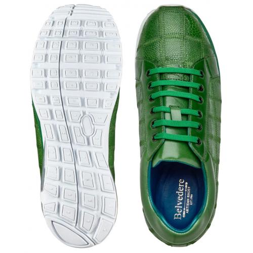 Belvedere Magnus Emerald Green Genuine Ostrich Leg Casual Sneakers 5 MEN E21 EMERALD-M-06  - from alligatorwarehouse.com