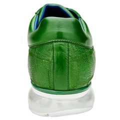 Belvedere Magnus Emerald Green Genuine Ostrich Leg Casual Sneakers