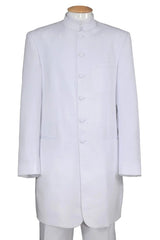 Mens Long Mandarin Collar White Tuxedo