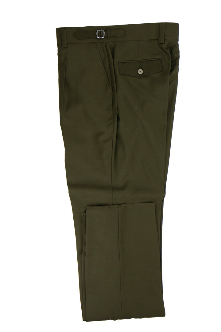 Tiglio Luxe Olive Semi-Wide Leg Wool Marbella Dress Pants 1   - from alligatorwarehouse.com