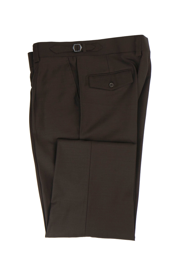 Tiglio Luxe Brown Semi-Wide Leg Wool Marbella Dress Pants TIG1003 1   - from alligatorwarehouse.com