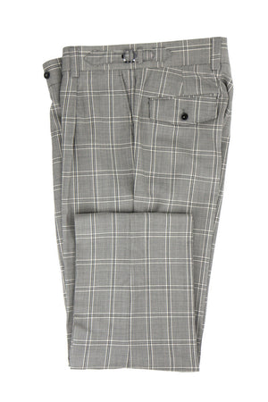 Tiglio Luxe Black and White Houndstooth with Windowpane Semi-Wide Leg Wool Marbella Dress Pants TL4225
