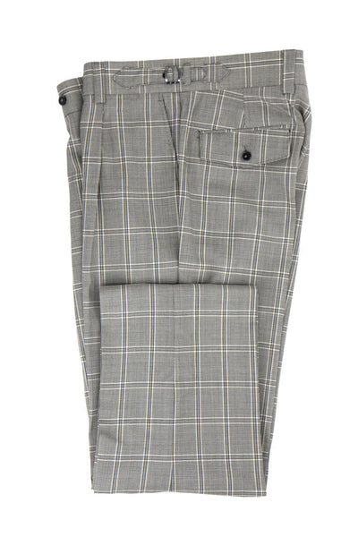 Tiglio Luxe Black and White Houndstooth with Windowpane Semi-Wide Leg Wool Marbella Dress Pants TL4225 1   - from alligatorwarehouse.com