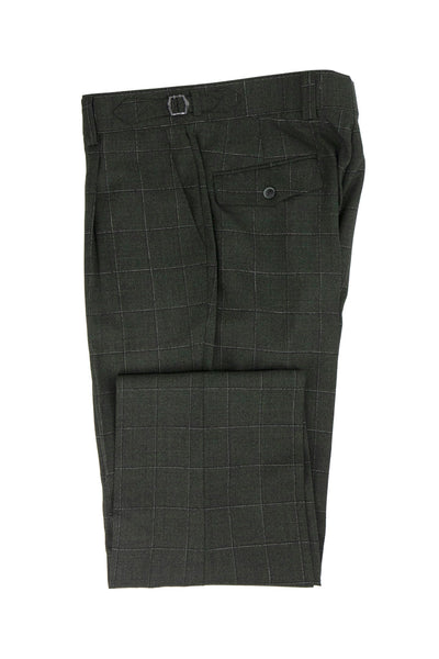 Tiglio Luxe Heather Green with Windowpane Semi-Wide Leg Wool Marbella Dress Pants TL5111 1   - from alligatorwarehouse.com