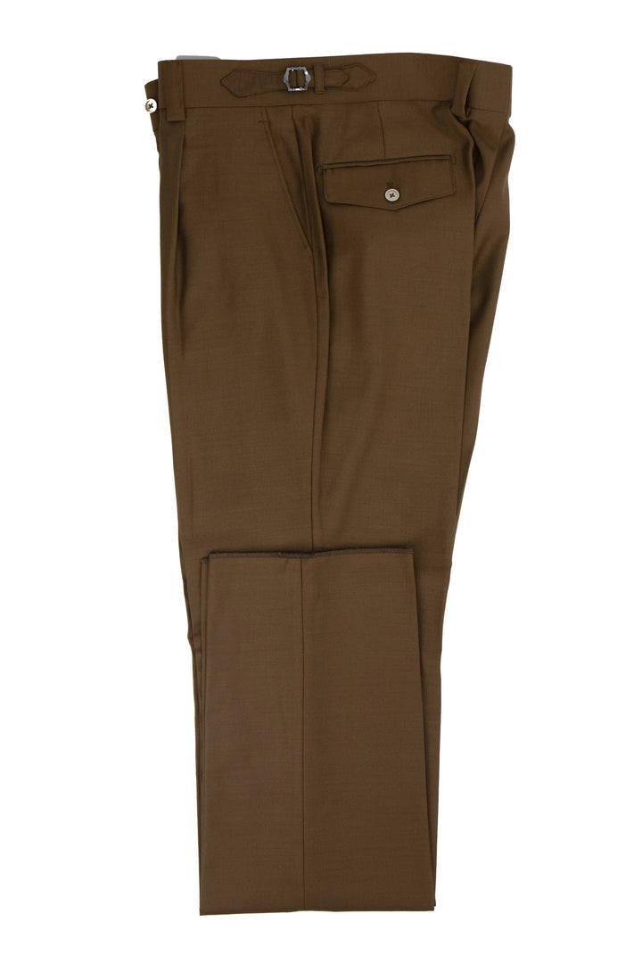 Tiglio Luxe Tobacco Semi-Wide Leg Wool Marbella Dress Pants