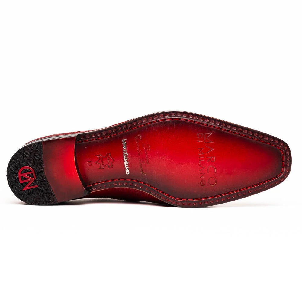 Marco Di Milano Merida Red Oxfords Lizard & Caiman Crocodile Shoes