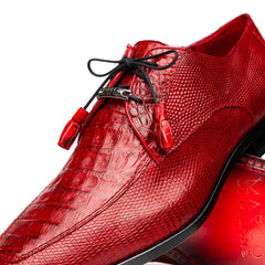 Marco Di Milano Merida Red Oxfords Lizard & Caiman Crocodile Shoes