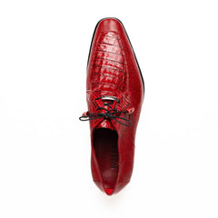 Marco Di Milano Merida Red Oxfords Lizard & Caiman Crocodile Shoes