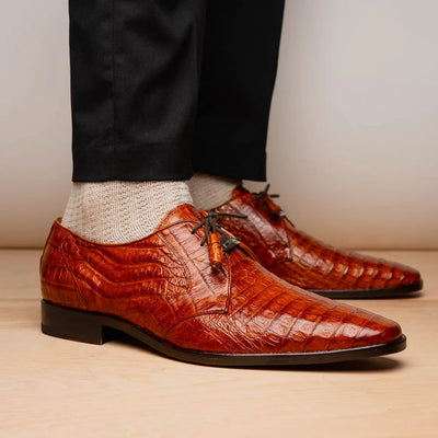 Marco Di Milano Lacio Men's Shoes Brandy Exotic Crocodile Derby Oxfords 6 LACIO_CAIMAN FUSCUS_COGNAC (BRANDY)_8.5  - from alligatorwarehouse.com