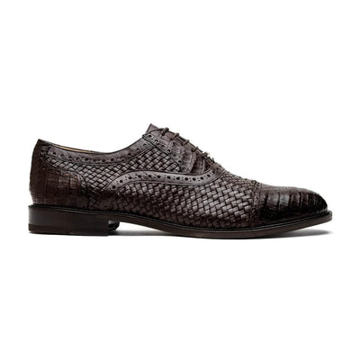 Marco Di Milano John Men's Shoes Exotic Caiman Crocodile / Woven Leather Dress Oxfords 31 JOHN_CAIMAN FUSCUS_BLACK_8.5  - from alligatorwarehouse.com