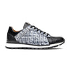 Marco Di Milano Portici Men's Shoes Newspaper & Black Exotic Lizard / Crocodile Casual Sneakers 2 PORTICI_CAIMAN-LIZARD TEJU_NEWSPAPER_8.5  - from alligatorwarehouse.com