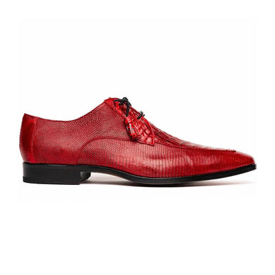 Marco Di Milano Merida Red Oxfords Lizard & Caiman Crocodile Shoes 2 MERIDA_CAIMAN FUSCUS-LIZ RING_RED_8  - from alligatorwarehouse.com