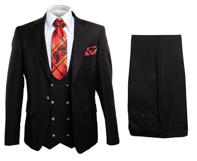 Men’s Modern Formal Suit – Rossi Man Max 3-Piece Slim Fit in Solid Black | RM1101 1   - from alligatorwarehouse.com