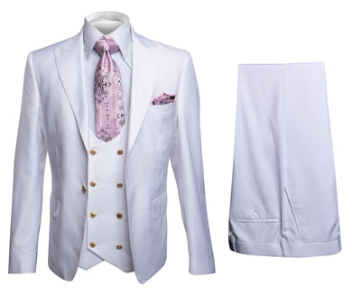Rossi Man MAX RM1374 Slim Fit 3-Piece Suit – Elegant Solid White Formalwear for Men 1   - from alligatorwarehouse.com