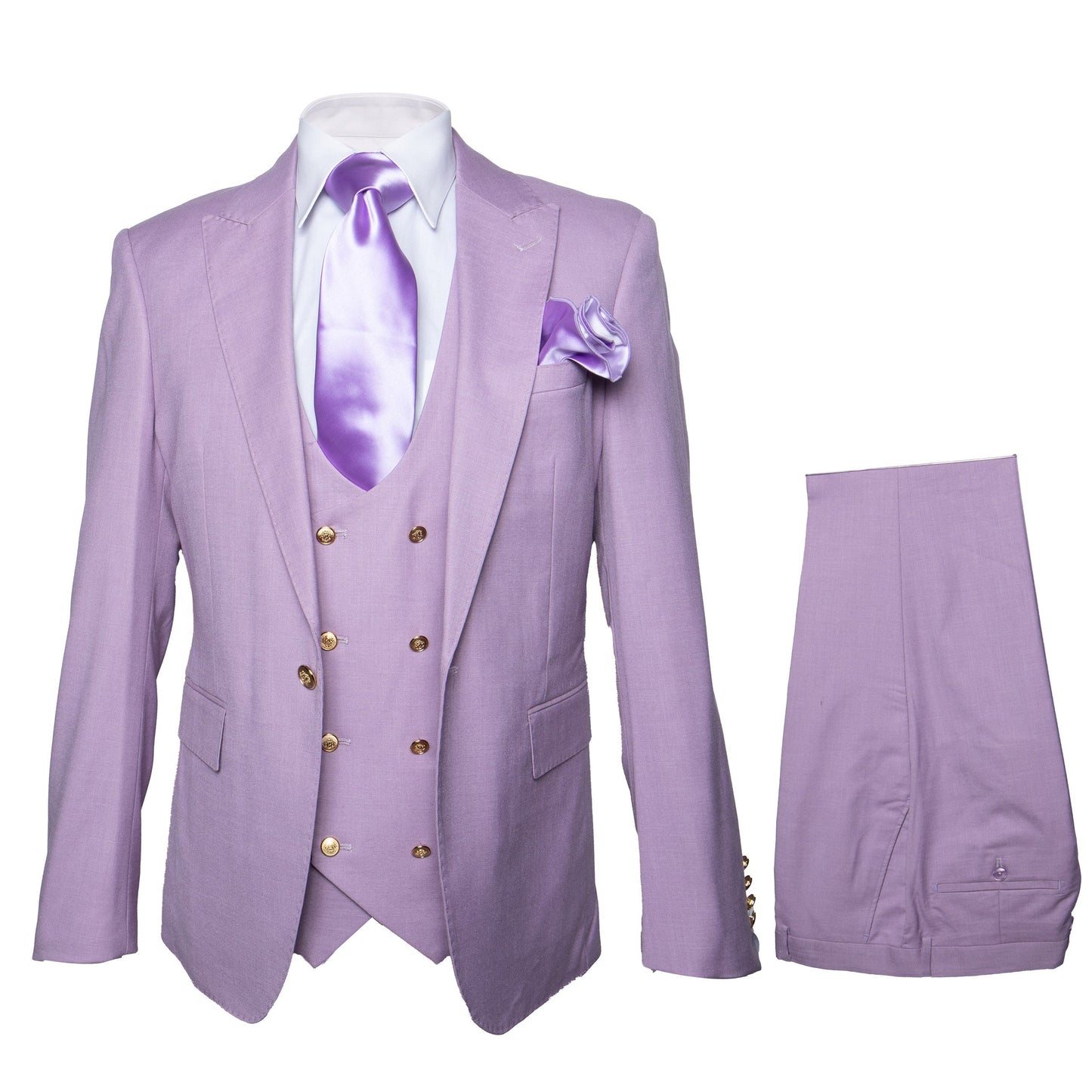 Rossi Man MAX RM1378 Slim Fit 3-Piece Suit – Sophisticated Solid Lavender Suit for Men