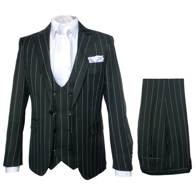 Rossi Man MAX RM1727 Slim Fit 3-Piece Suit – Stylish Tailored Green Pinstripe Suit for Men 1   - from alligatorwarehouse.com