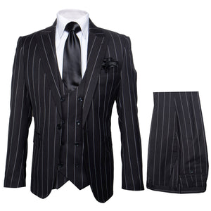 Rossi Man Max RM1728 – Slim Fit 3-Piece Men’s Suit in Black Stripe