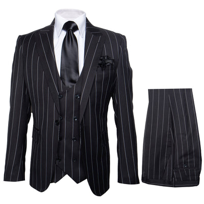 Rossi Man Max RM1728 – Slim Fit 3-Piece Men’s Suit in Black Stripe 1   - from alligatorwarehouse.com