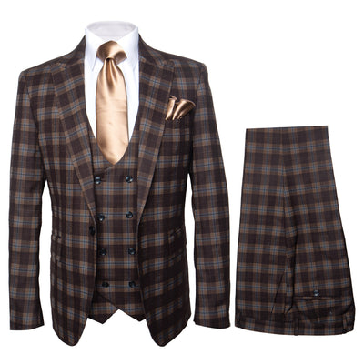 Rossi Man MAX RM1735 Slim Fit 3-Piece Brown Suit – Modern Formalwear for Men 1   - from alligatorwarehouse.com