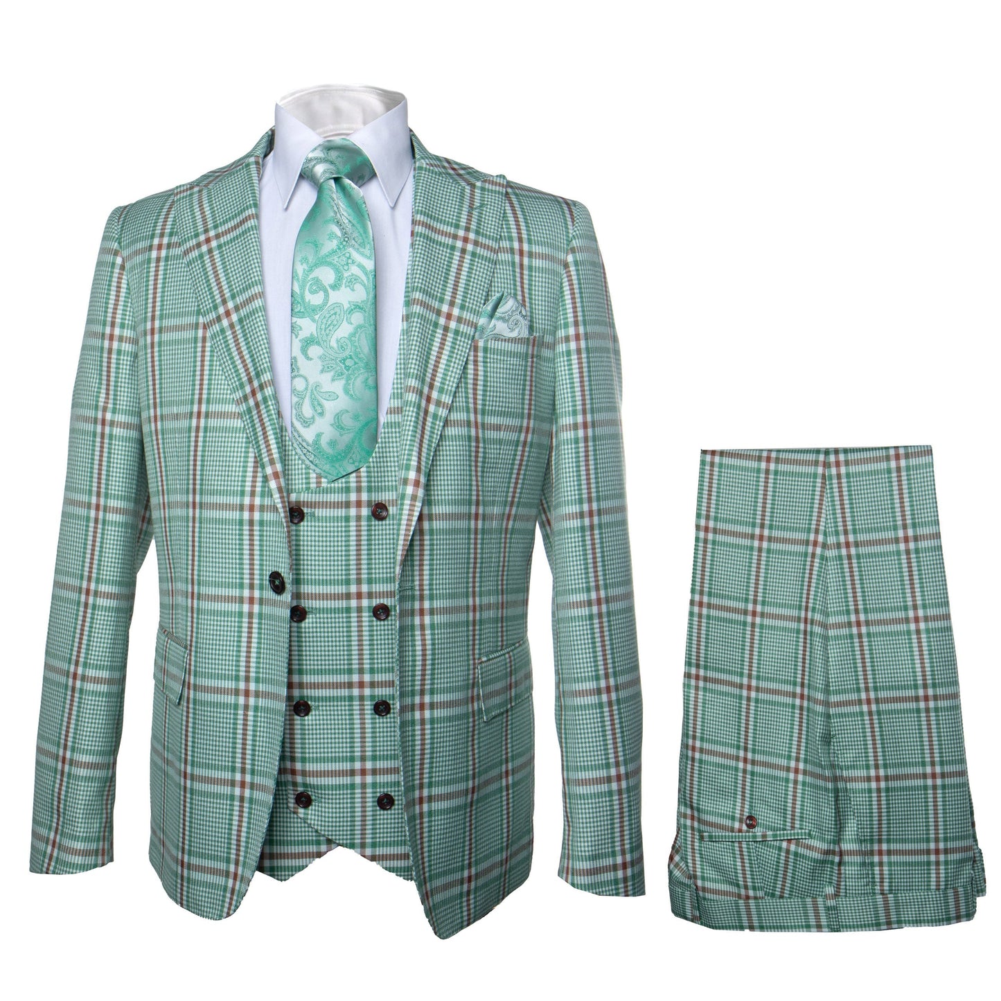 Rossi Man MAX RM1825 Slim Fit 3-Piece Mint Green Suit – Modern Formalwear for Men