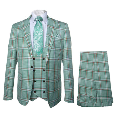 Rossi Man MAX RM1825 Slim Fit 3-Piece Mint Green Suit – Modern Formalwear for Men 1   - from alligatorwarehouse.com