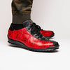 Marco Di Milano Saulo Men's Shoes Black & Red Exotic Ostich / Alligator Casual Sneakers 8 SAULO_ALLIGATOR-OSTRICH_BLACKCHERRY_8  - from alligatorwarehouse.com