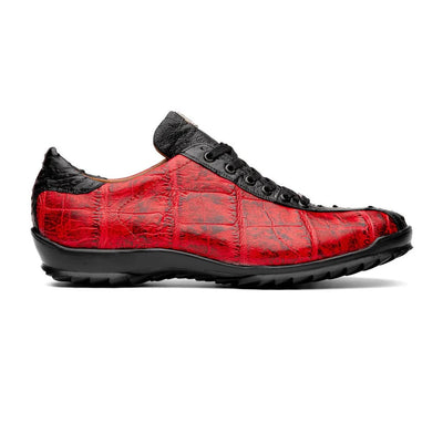 Marco Di Milano Saulo Men's Shoes Black & Red Exotic Ostich / Alligator Casual Sneakers 7 SAULO_ALLIGATOR-OSTRICH_BLACKCHERRY_8  - from alligatorwarehouse.com