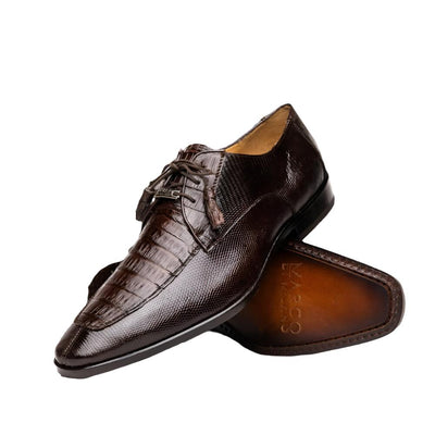 Marco Di Milano Merida Brown Oxfords Lizard & Caiman Crocodile Shoes 1 MERIDA_CAIMAN FUSCUS-LIZ RING_BROWN_8.5  - from alligatorwarehouse.com