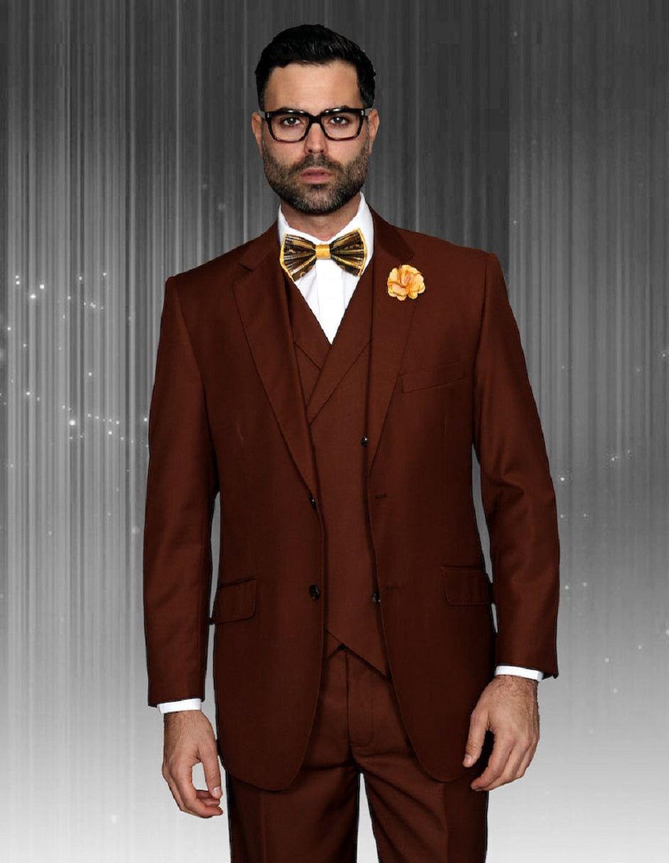 Mens 2 Button Classic Fit Pleated Pant Suit with Double Breasted Vest in Copper 1 MESSINA_COPPER_42R  - from alligatorwarehouse.com