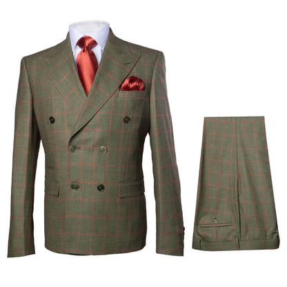 Refined Mens Suit in Rich Green – Double-Breasted Design