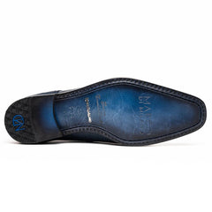 Marco Di Milano Merida Navy Blue Oxfords Lizard & Caiman Crocodile Shoes