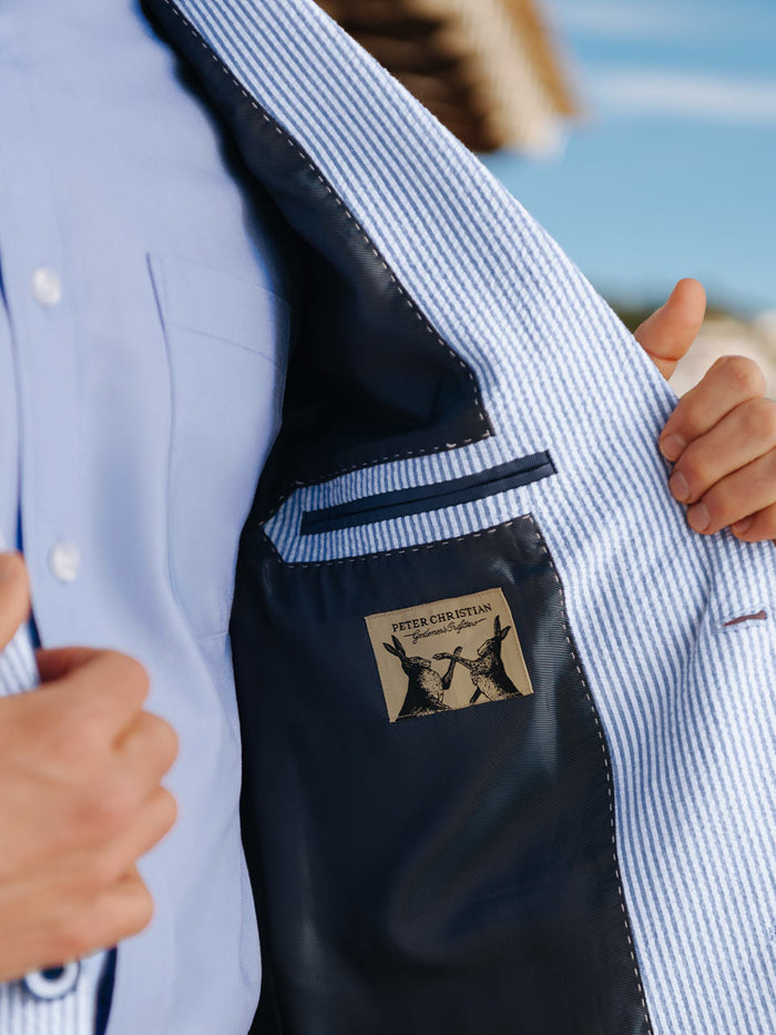 Blue Striped Seersucker Jacket