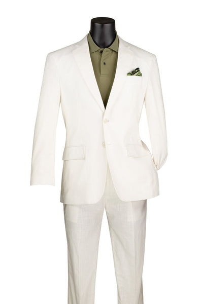 White Linen Blend Modern Fit Notch Lapel 2 Piece Suit 1 SO1MLC-1_WHITE_42R  - from alligatorwarehouse.com