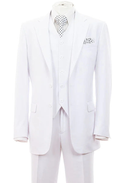 Mens Modern Fit 2 Button Vested Basic Suit in White 1 BK-8317  - from alligatorwarehouse.com