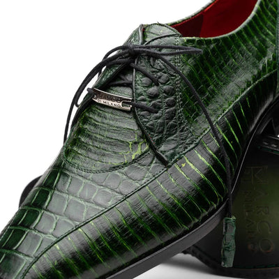 Marco Di Milano Moncalieri Green Genuine Alligator / Cobra Skin Dress Derby Oxfords 3 MONCALIERI_ALLIGATOR-COBRA_GREEN_8  - from alligatorwarehouse.com