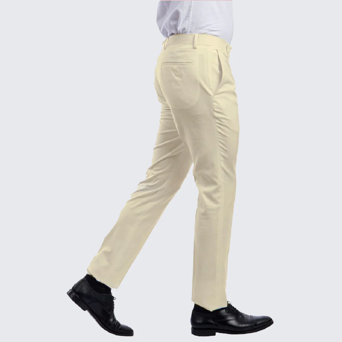 Mens Ivory Slim Tailored Dress Pants – Stylish Skinny Fit Trousers