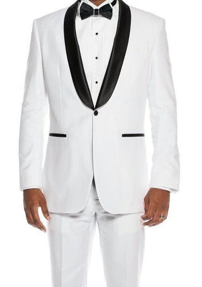 White Slim Fit 2 Piece Tuxedo With Satin Shawl Lapel 1 SO4MT146S-03-40R  - from alligatorwarehouse.com