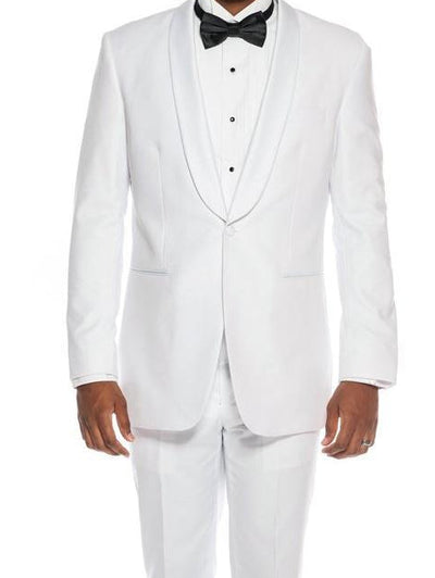 White Slim Fit 2 Piece Tuxedo With Satin Shawl Lapel 1 SO4MT146S-02-42S  - from alligatorwarehouse.com