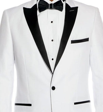 Slim Fit 2 Piece White Tuxedo With Satin Peak Lapel 2 SO4MT182S-05-44L  - from alligatorwarehouse.com