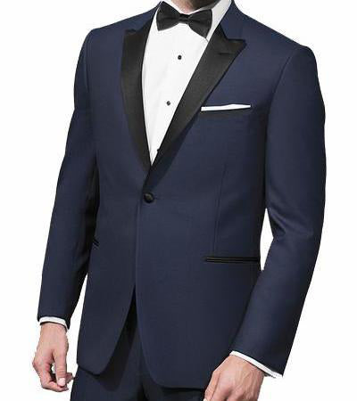 Navy Slim Fit Tuxedo 2 Piece with Satin Peak Lapel