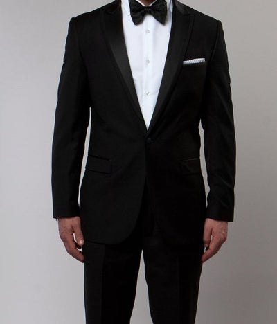 Black Slim Fit 2 Piece Tuxedo With Satin Peak Lapel 1 SO4MT187S-BK  - from alligatorwarehouse.com