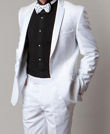 Regular Fit White 2 Piece Tuxedo With Slim Satin Lapel 1 SO4MT202-02-40R  - from alligatorwarehouse.com