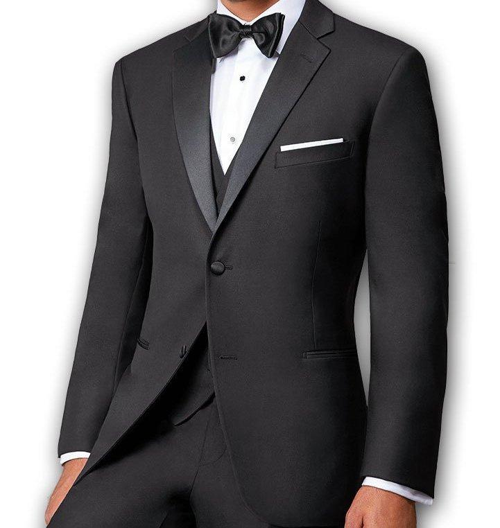 Regular Fit Black 2 Piece Tuxedo With Satin Lapel