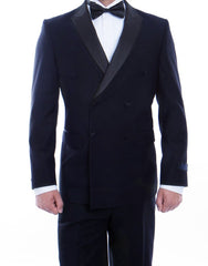 (38R, 46R, 48R) Slim fit Double Breasted Navy Tuxedo