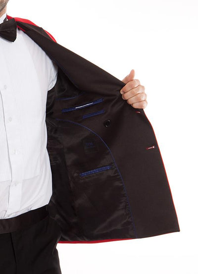 Double Breasted Slim Fit Tuxedo Red with Black Satin Peak Lapel 3 SO4MT253S-03-RED  - from alligatorwarehouse.com