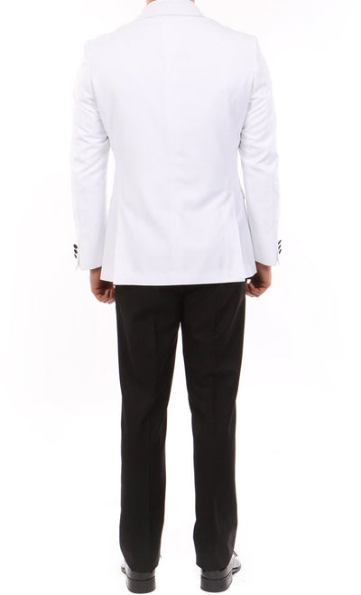 Double Breasted Slim Fit Tuxedo White with Black Satin Peak Lapel 2 SO4MT253S-04-WHITE  - from alligatorwarehouse.com