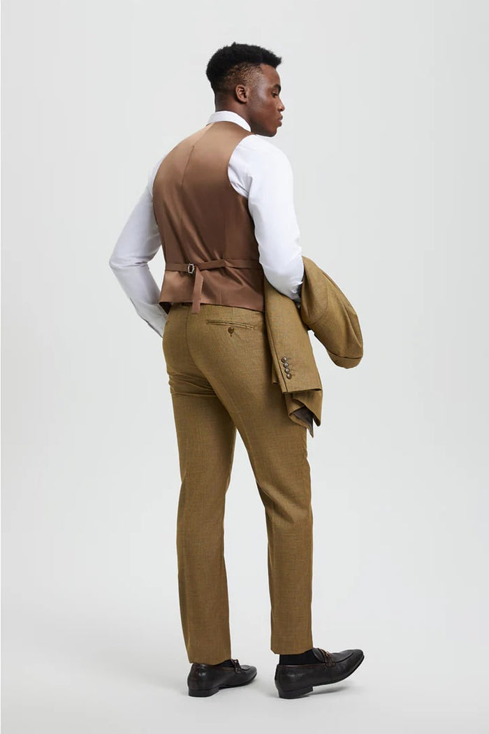 Tan Suits For Wedding - Tan Groomsmen Suits - Tan Sharkskin  Tuxedo