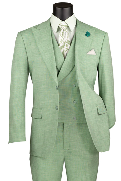 Mens Easter Suit - Jacket and Pants in Summer Color Light Green Modern Fit Light Weight