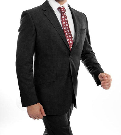 Arezzo Collection - 100% Wool Suit Modern Fit Italian Style 2 Piece in Black 1 SO4MW246-01-40R  - from alligatorwarehouse.com